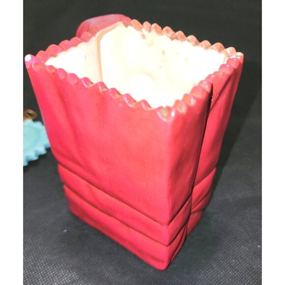 Vintage Christmas Decor Set Santa Plaque Santa Votive Holder Blue Jewelled Ornam - Picture 9 of 13